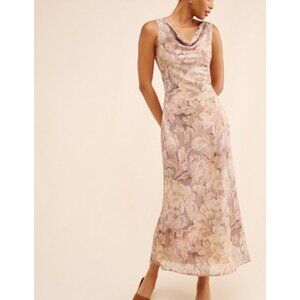 Hansen & Gretel Moss Maxi Dress Womens XS Elegant 90s Y2K Sheer Floral Vintage